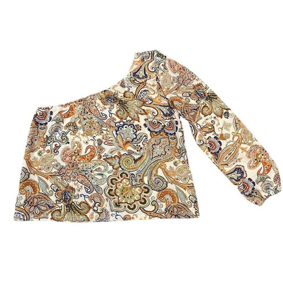 Floerns Boho One Shoulder Floral Print Paisley Print One-Shoulder Top Sz M Women - Picture 2 of 5